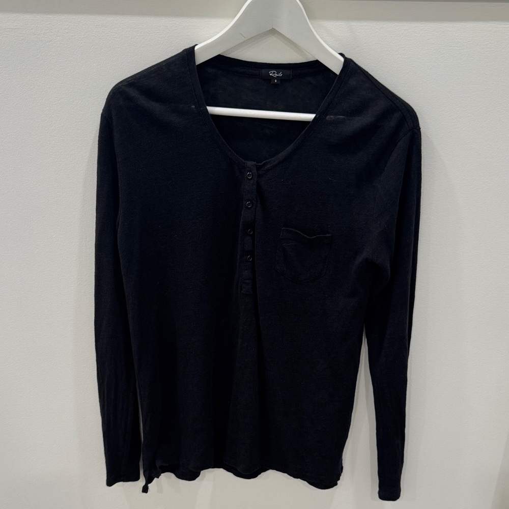 Rails Black Long Sleeve Henley Shirt